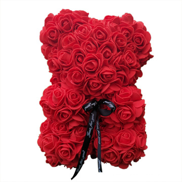Lateefah OEM Muttertag Geschenke 25 cm roter Rosenbär Rose Blume künstliche Dekoration Geschenke Frauen Blumenbär